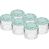 Alacsony, 330 ml-es befőttes üveg – színes TO 82/6 csavaros kupakkal, 6 db ['alacsony befőttes üveg', ' üvegből készült befőttes üveg', ' 330 ml-es üveg', ' Twist-off kupak', ' lekváros üveg', ' tárolóedény', ' házi készítmények', ' heringes üveg', ' salátás üveg', ' desszertes üveg']