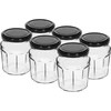 Konfitűra 230 ml-es befőttesüveg fekete fi63/4 csavaros tetővel - 6 db ['befőttesüveg', ' Konfitűra befőttesüveg', ' 230 ml-es üveg', ' befőttesüveg-készlet', ' üveg befőttesüvegek', ' befőzéshez való üveg', ' mézhez való üvegek', ' 6 darabos üvegkészlet', ' üveg befőttesüveg', ' üvegek lekvárhoz', ' konfitűrhöz való üvegek', ' marmeládéhoz való üvegek', ' mézhez való üveg', ' csavaros tetős üvegek']