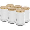 TO 300 ml-es befőttes üveg aranyszínű, fi 66-os csavaros tetővel – 6 db ['befőttes üveg', ' 300 ml-es befőttes üveg', ' csavaros tetővel ellátott üveg', ' aranyszínű csavaros tetővel ellátott üveg', ' konyhai üvegcse', ' üveg tárolóedény', ' apróságokhoz való üveg', ' lekváros üveg', ' fűszeres üvegcse', ' fűszernövényes üvegcse', ' csavaros üvegek', ' kis méretű üvegek']