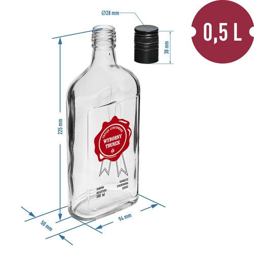 500 ml-es palack csavaros kupakkal, „Fenséges Nedű” felirattal, 1 db - 6