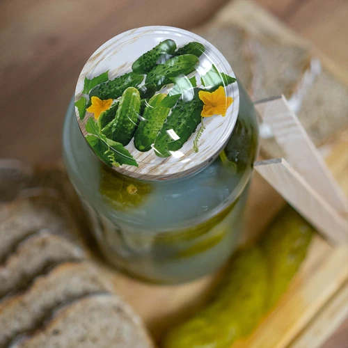 1,5 l-es befőttesüveg, fi 82/6, színes csavaros tetővel + csipesz - 5
