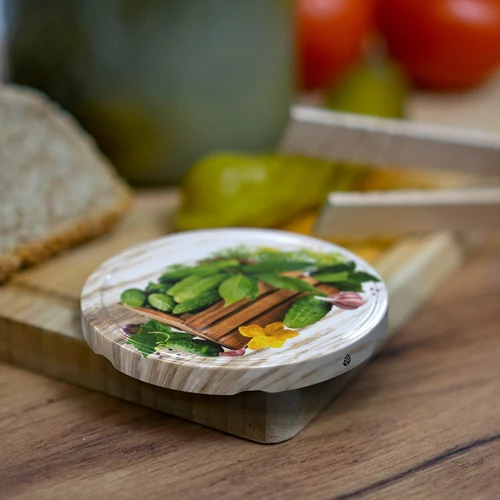 1,5 l-es befőttesüveg, fi 82/6, színes csavaros tetővel + csipesz - 4