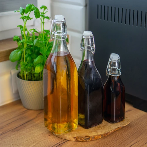 1 L-es, hermetikusan záródó csatos üveg - szögletes - 4