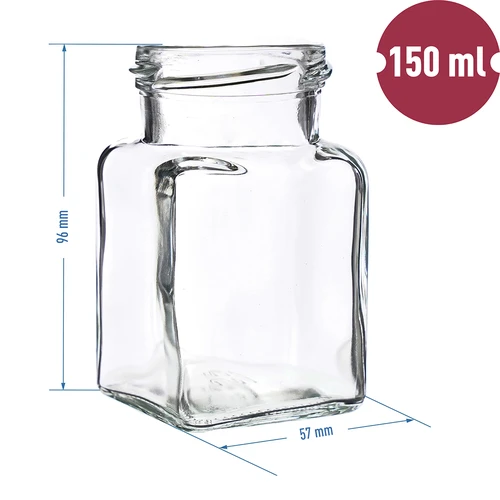150 ml-es TO befőttes üveg, Négy sarok, fi 53-as csavaros tető - 6 db - 5