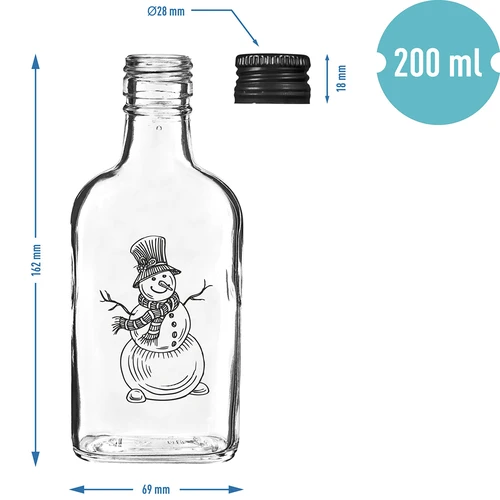 200 ml-es laposüveg csavaros kupakkal, „Hóember” mintával, 1 db - 5