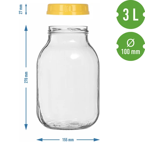 3 L-es twist-off befőttesüveg és fogantyús, fi 100-as műanyag csavaros tető - 7