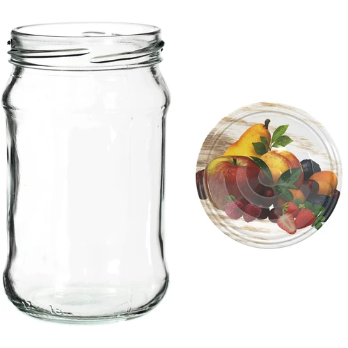 300 ml-es befőttesüvegek színes csavaros tetőkkel, fi 66 – 6 db - 4