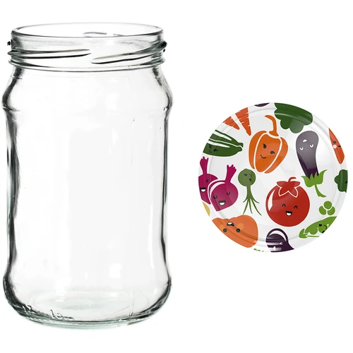 300 ml-es befőttesüvegek színes csavaros tetőkkel, fi 66 – 6 db - 12