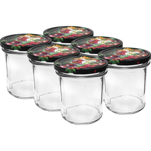 350 ml-es befőttesüveg színes tetővel - 6 db
