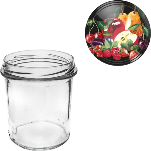 350 ml-es befőttesüveg színes tetővel - 6 db - 8