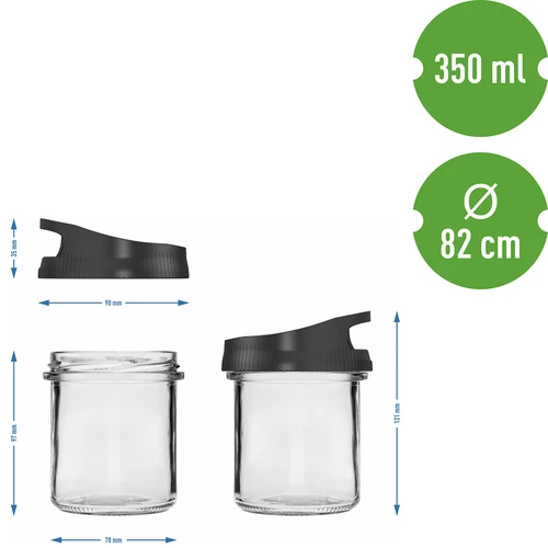 350 ml-es üveg tárolóedény, felakasztható csavaros tetővel - 5
