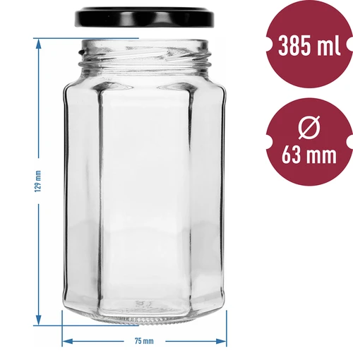 385 ml-es twist-off üveg fekete, fi 63-as tetővel, 6 db - 7