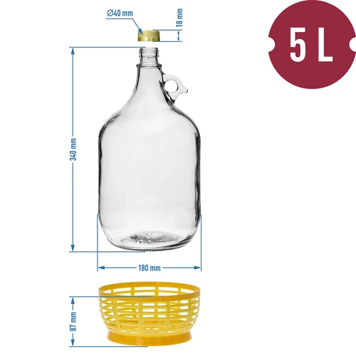 4 x Dama 5 l dugóval, erjesztőcsővel, kupakkal és kosárral - 10