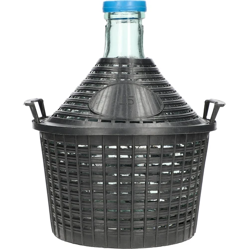 5 L-es boros üvegballon műanyag kosárban