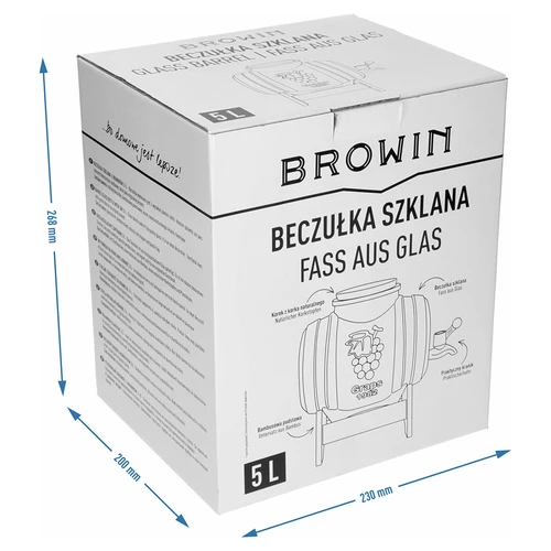 5 l-es üveg hordócska, széles betöltőnyílással, dugóval, állvánnyal és csappal - 8