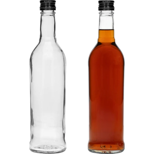 500 ml-es Karcsú üveg, fekete csavaros kupakkal, vodkához, 6 db. - 5