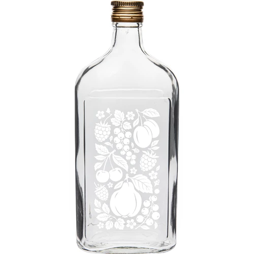500 ml-es laposüveg csavaros kupakkal és „Gyümölcsök” nyomattal – 2. minta