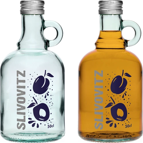 500 ml-es palack csavaros kupakkal és kétszínű Slivovitz nyomattal - 4 db - 4