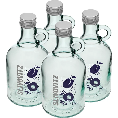 500 ml-es palack csavaros kupakkal és kétszínű Slivovitz nyomattal - 4 db - 2