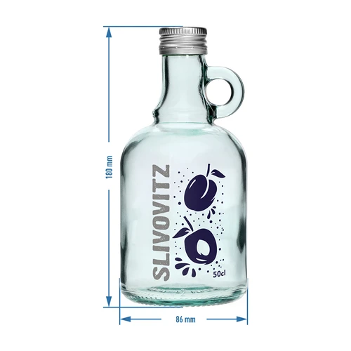 500 ml-es palack csavaros kupakkal és kétszínű Slivovitz nyomattal - 4 db - 7