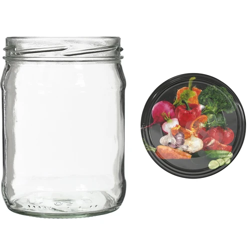 500 ml-es Twist-off befőttesüveg színes tetővel, fi82/6 - 6 db - 6