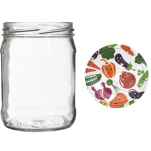 500 ml-es Twist-off befőttesüveg színes tetővel, fi82/6 - 6 db - 5