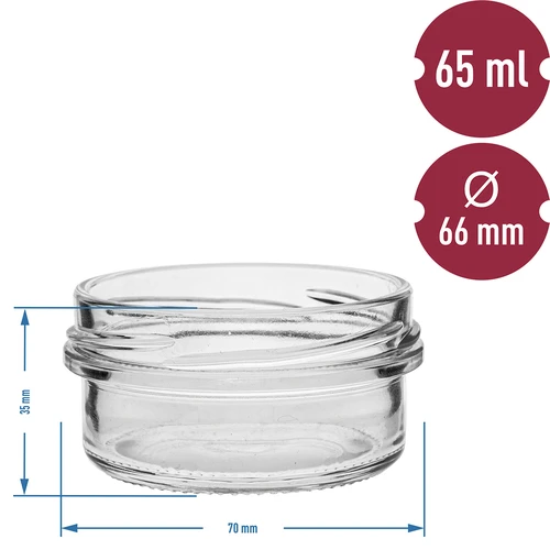 65 ml-es TO befőttesüveg színes fi66 csavaros tetővel - 6 db. - 6