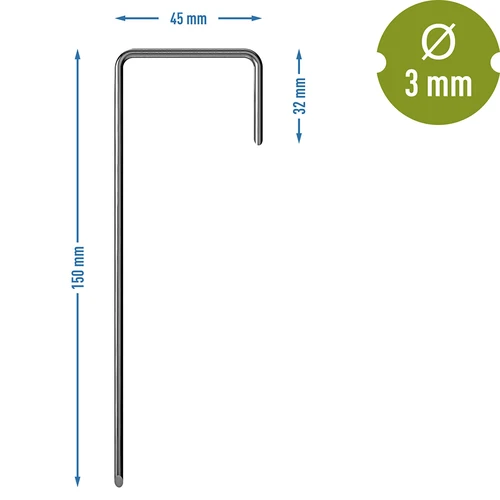 Agrotextíliához való L-alakú rögzítőtüskék, 100 db - 7