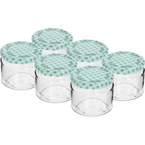 Alacsony, 330 ml-es befőttes üveg – színes TO 82/6 csavaros kupakkal, 6 db