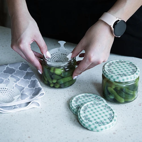 Alacsony, 330 ml-es befőttes üveg – színes TO 82/6 csavaros kupakkal, 6 db - 7