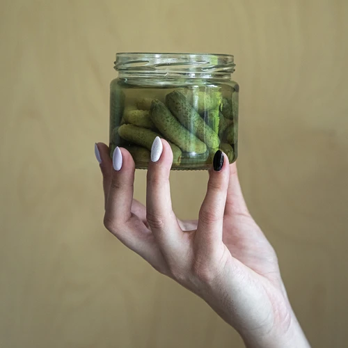 Alacsony 330 ml-es befőttesüveg - aranyszínű kupakkal, Ø 82/6, 6 db - 8