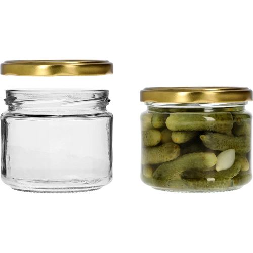 Alacsony 330 ml-es befőttesüveg - aranyszínű kupakkal, Ø 82/6, 6 db - 5