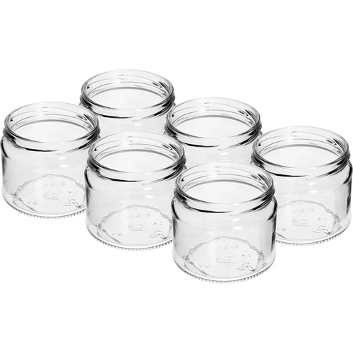 Alacsony 330 ml-es befőttesüveg - fekete fi 82/6 kupakkal, 6 db - 4