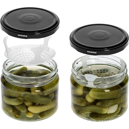 Alacsony 330 ml-es befőttesüveg - fekete fi 82/6 kupakkal, 6 db - 6