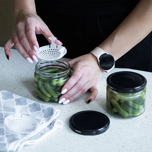 Alacsony 330 ml-es befőttesüveg - fekete fi 82/6 kupakkal, 6 db - 8