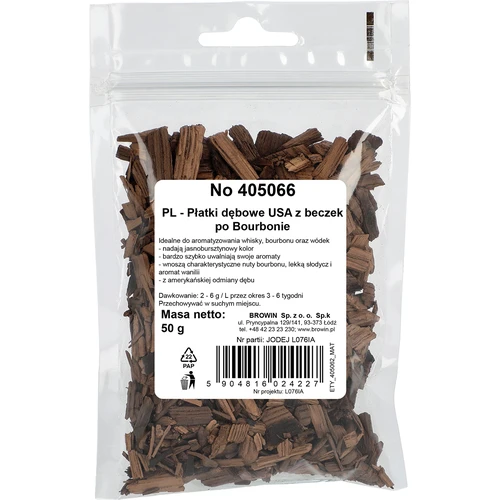 Amerikai tölgyforgács, erősen pörkölt, ex-bourbon hordókból, 50 g - 2