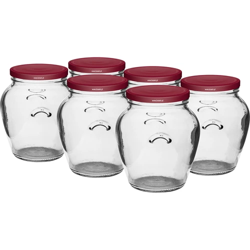 Amfora befőttesüveg 580 ml (fi 82), bordó csavaros tetővel, 6 db