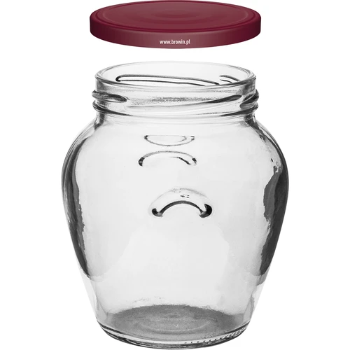 Amfora befőttesüveg 580 ml (fi 82), bordó csavaros tetővel, 6 db - 3