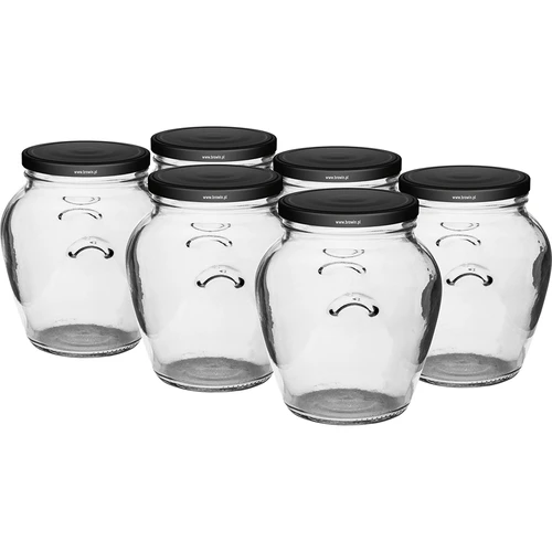Amfora befőttesüveg 580 ml (fi 82), fekete csavaros kupakkal, 6 db