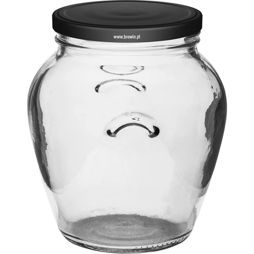 Amfora befőttesüveg 580 ml (fi 82), fekete csavaros kupakkal, 6 db - 2