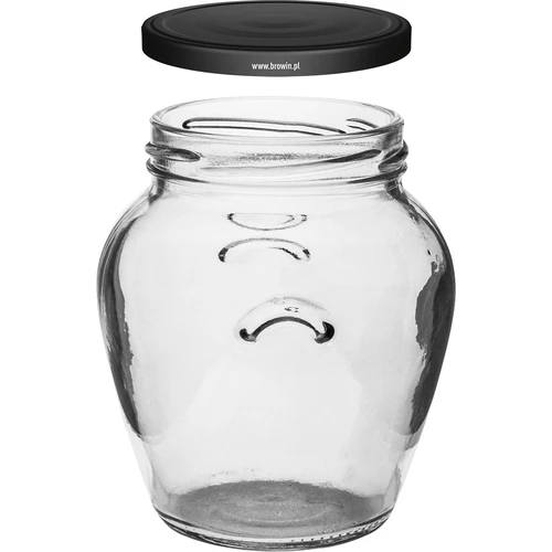 Amfora befőttesüveg 580 ml (fi 82), fekete csavaros kupakkal, 6 db - 3