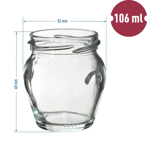 Amfora TO befőttesüveg 106 ml, fekete fi 53 csavaros tetővel - 8 db - 6