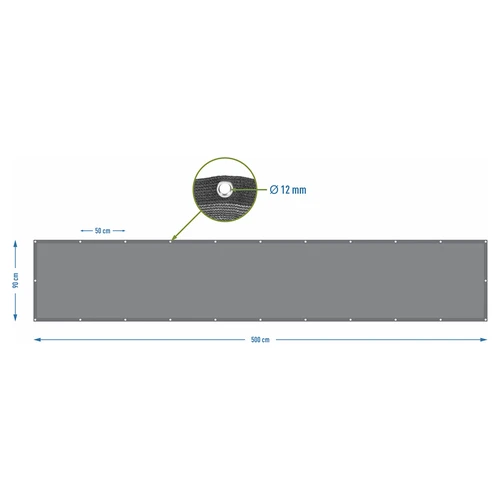 Árnyékoló háló (80%, 140 g/m²) 0,9x5 m, grafitszürke - 7