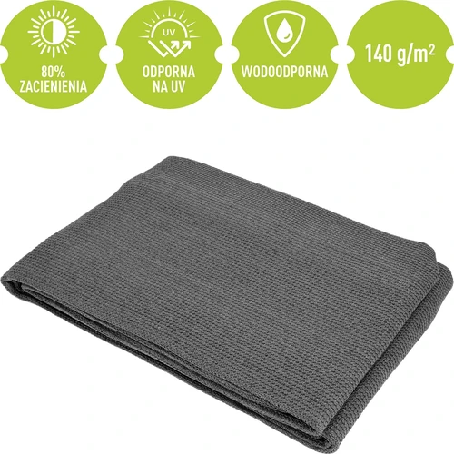 Árnyékoló háló (80%, 140 g/m²) 0,9x5 m, grafitszürke - 5
