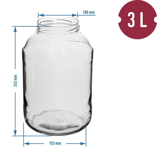 Befőttes üveg 3 L fi100; 6 db - 2