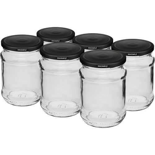 Befőttesüveg 250 ml fi 66/4 fekete csavaros tetővel - 6 db