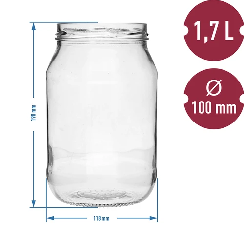 Befőttesüveg TO 1,7 l fi 100 - 6 db - 5