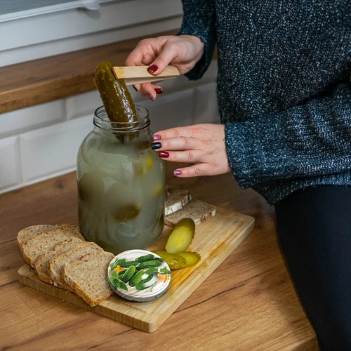 Befőttesüveg TO 2 l, Ø 82/6, színes csavaros tetővel + csipesz - 4