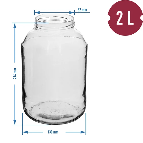 Befőttesüveg TO 2 l, Ø 82/6, színes csavaros tetővel + csipesz - 2