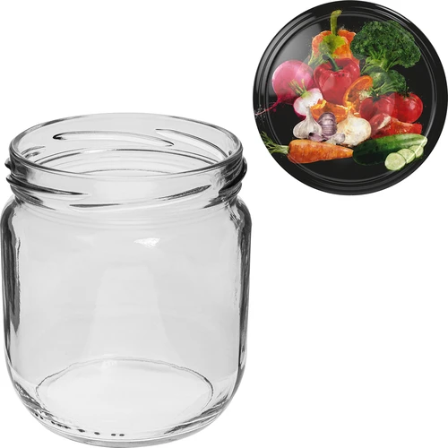 Befőttesüveg TO Gurken 425 ml színes tetővel, fi 82/6 - 6 db - 5